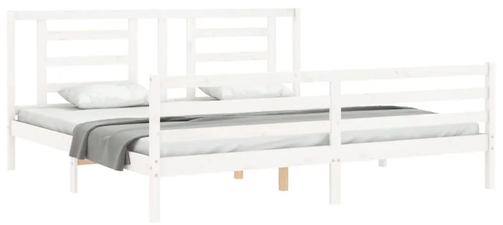 Estrutura cama Super King Size c/ cabeceira madeira branco