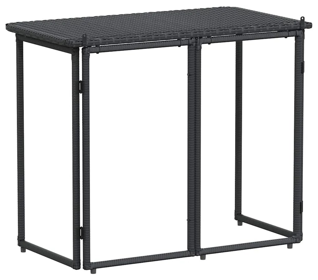 Mesa de jardim dobrável 90x51x75 cm vime PE preto