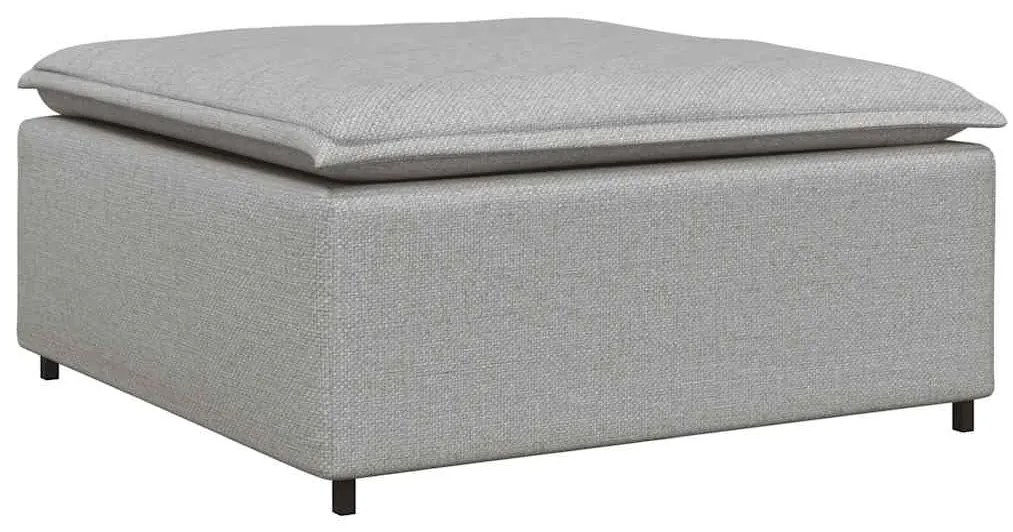 Sofá modular com pufes e almofadas tecido cinzento nublado