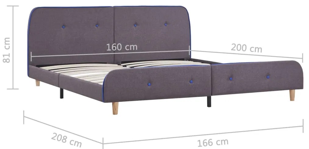 Estrutura de cama 160x200 cm tecido cinzento-acastanhado