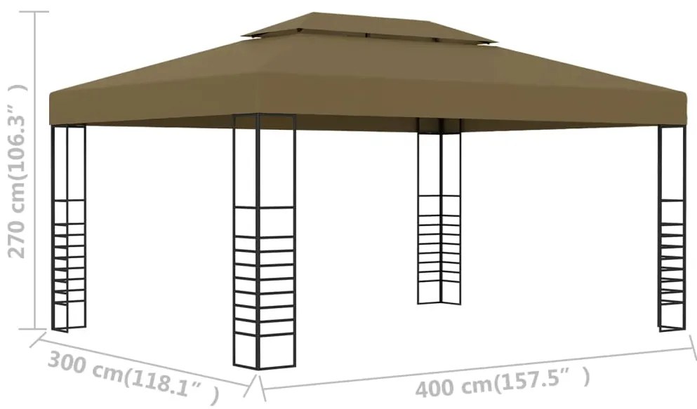 Gazebo 3x4 m 180 g/m² cinza-acastanhado