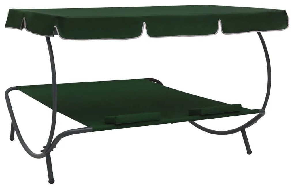 Espreguiçadeira com toldo e almofadas verde