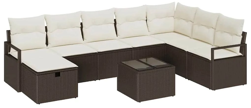 Conjunto de Sofá de Jardim vidaXL de 9 Peças com Almofadas de Rattan C