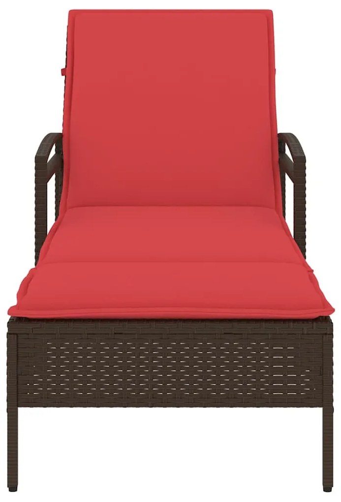 Espreguiçadeira com almofada marrom 63x200x81 cm vime sintético (apena
