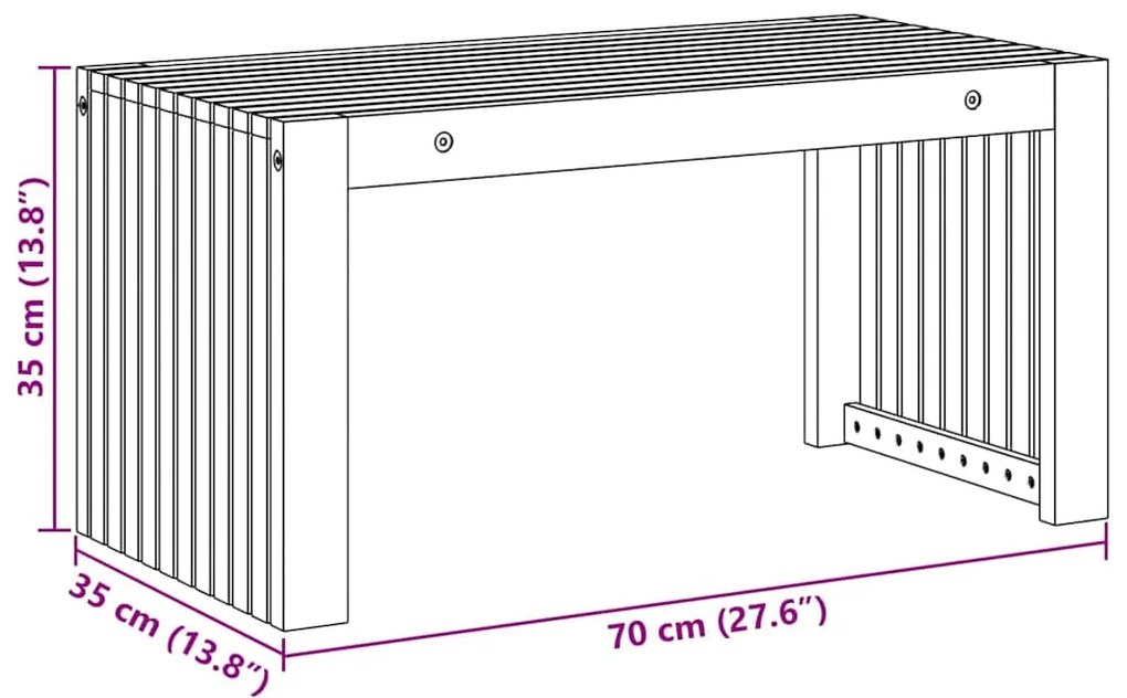 Mesa de Café 70x35x35 cm Madeira Maciça Acácia