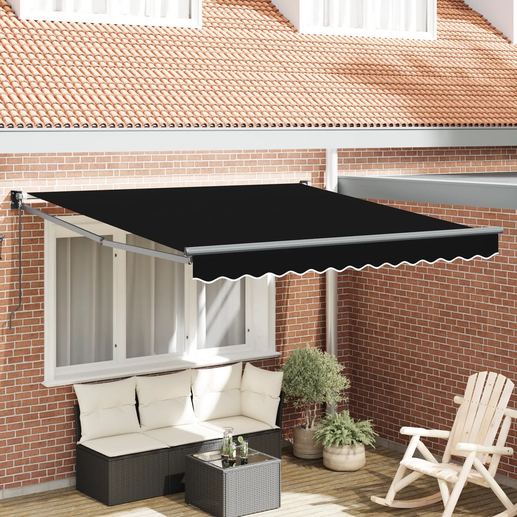 Toldo Retrátil Manual Preto 350x250 cm vidaXL