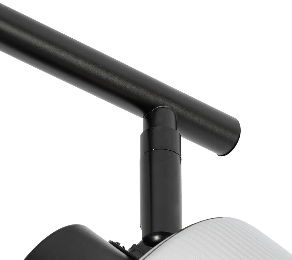 Candeeiro de teto com focos ajustáveis preto com vidro fumê 3 luzes - Laura