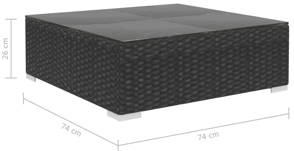 9 pcs conjunto lounge de jardim c/ almofadões vime PE preto
