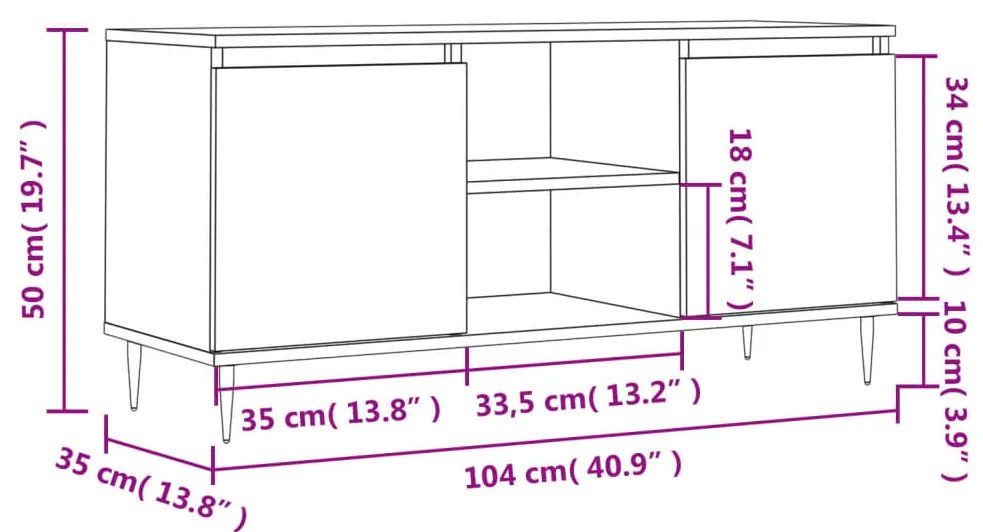 Móvel de TV 104x35x50 cm derivados de madeira cinzento cimento