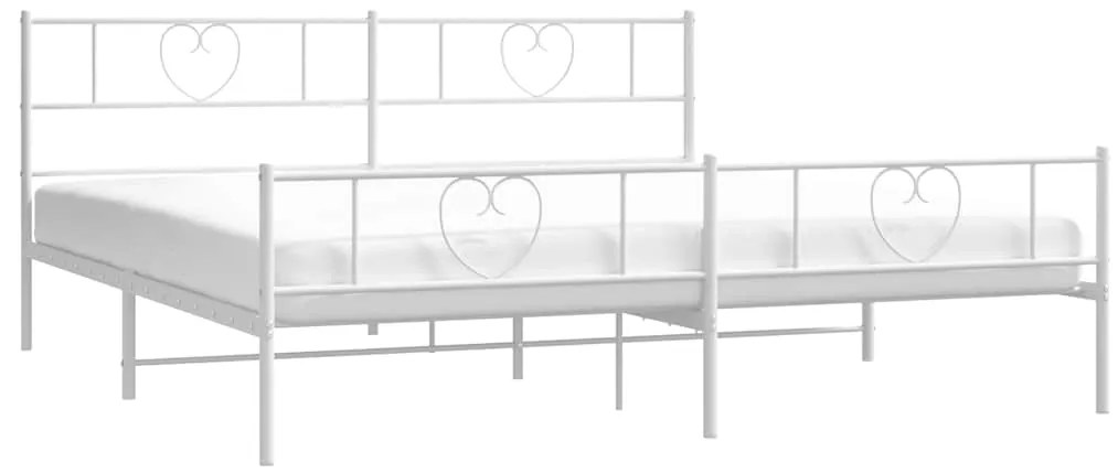 Estrutura de cama com cabeceira e pés 193x203 cm metal branco