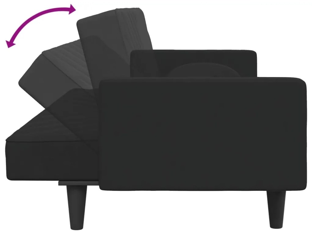 2 pcs conjunto de sofás com almofadas veludo preto