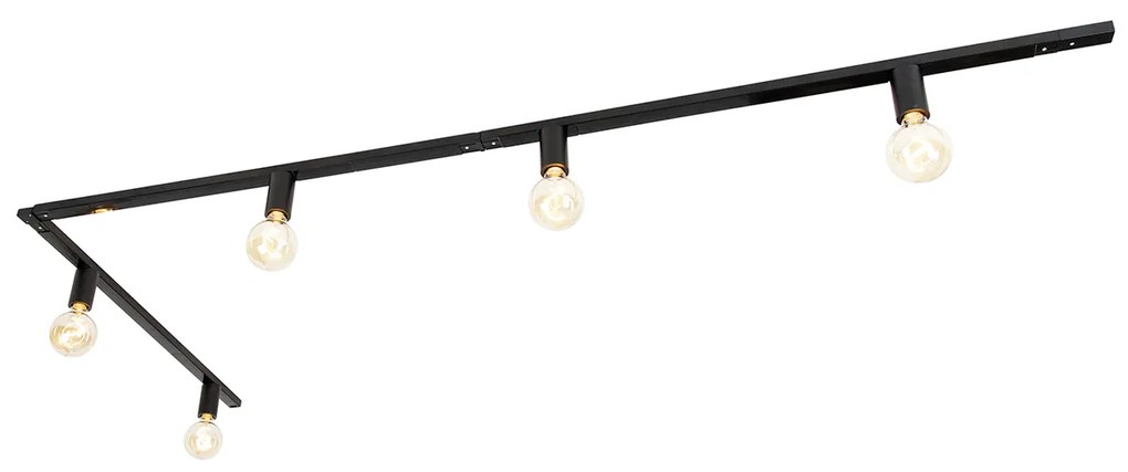 Sistema de trilhos moderno monofásico 5 luzes incl. casquilho E27 preto - Jeana