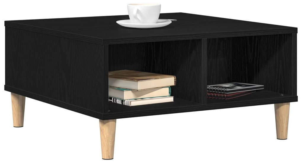 Mesa de Café vidaXL Preta de Carvalho 60x60x30 cm Madeira de Engenhari