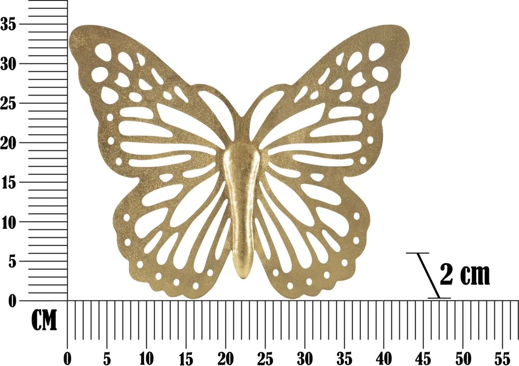 BORBOLETA DE PAREDE CM 43X2X35 DOURADA
