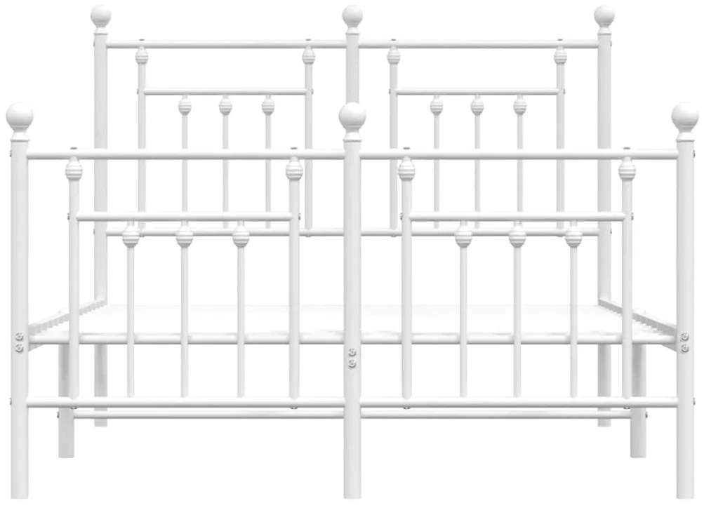 Estrutura de cama com cabeceira e pés 135x190 cm metal branco