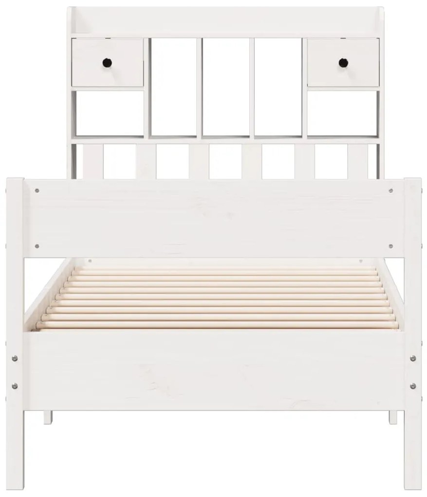 Cama com estante sem colchão 90x190 cm pinho maciço branco