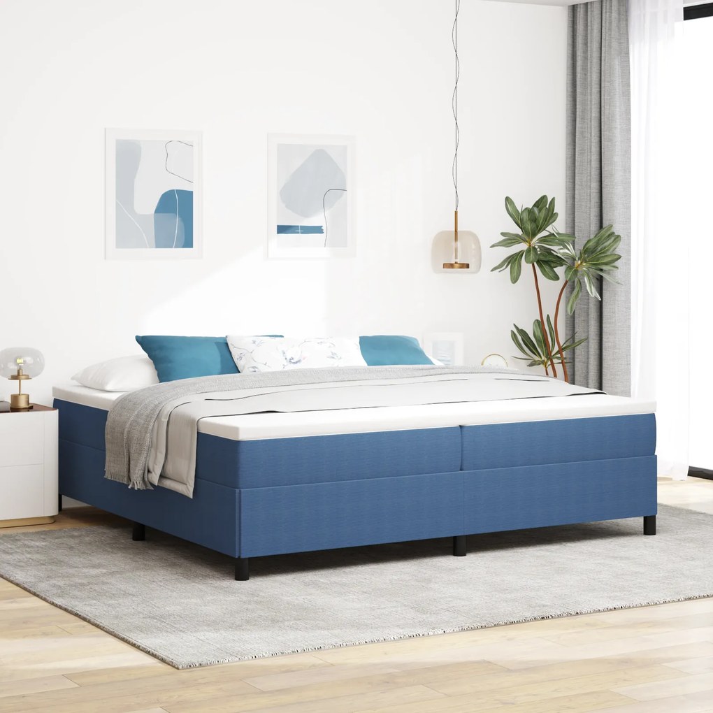 Cama vidaXL Azul 200x200 cm Tecido Corduroy