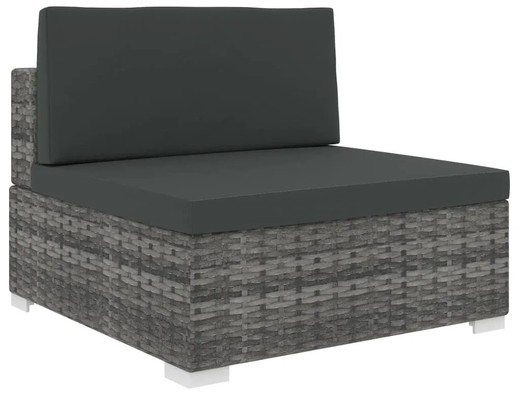 Assento de centro seccional c/ almofadões 1 pc vime PE cinzento