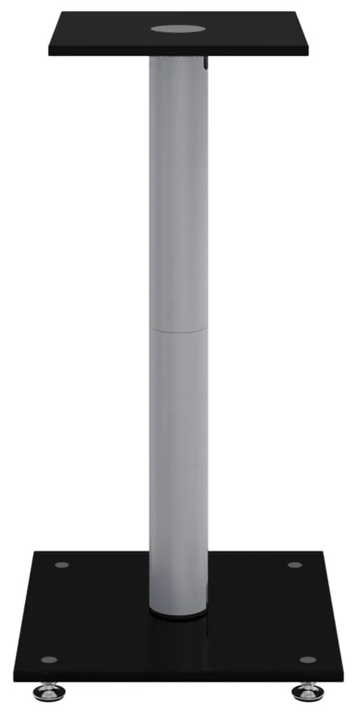 Suportes colunas 2 pcs vidro temperado 1 pilar preto/prateado
