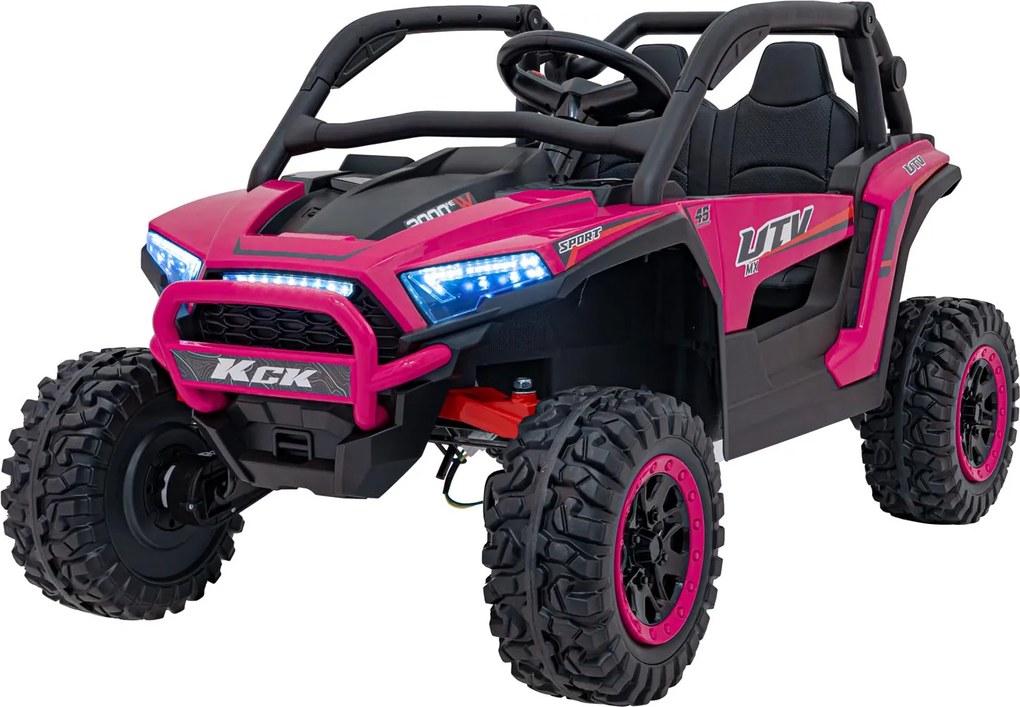 Buggy elétrico para Crianças 24V, 4x4 Buggy 4x4 KCK Rodas de espuma EVA, Assento Couro ecológico, Controlo Remoto Rosa