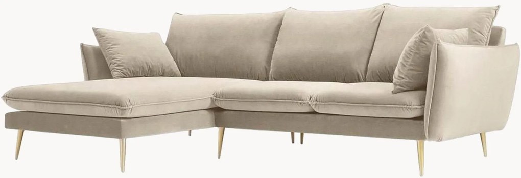 Sofá com chaise longue em veludo Elio (4 lugares)