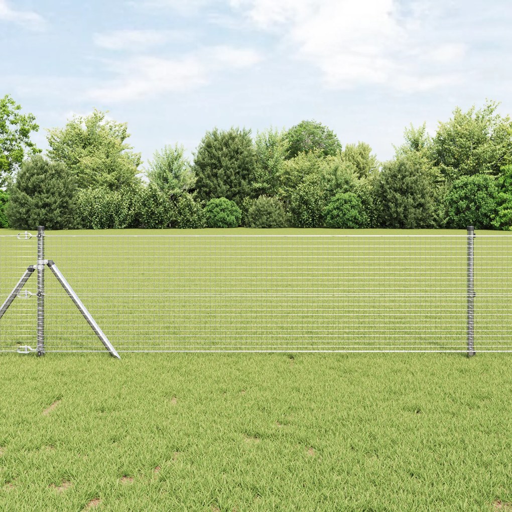 Cerca de Fio Soldado com 13 Postes 0.4x50 m Aço Galvanizado