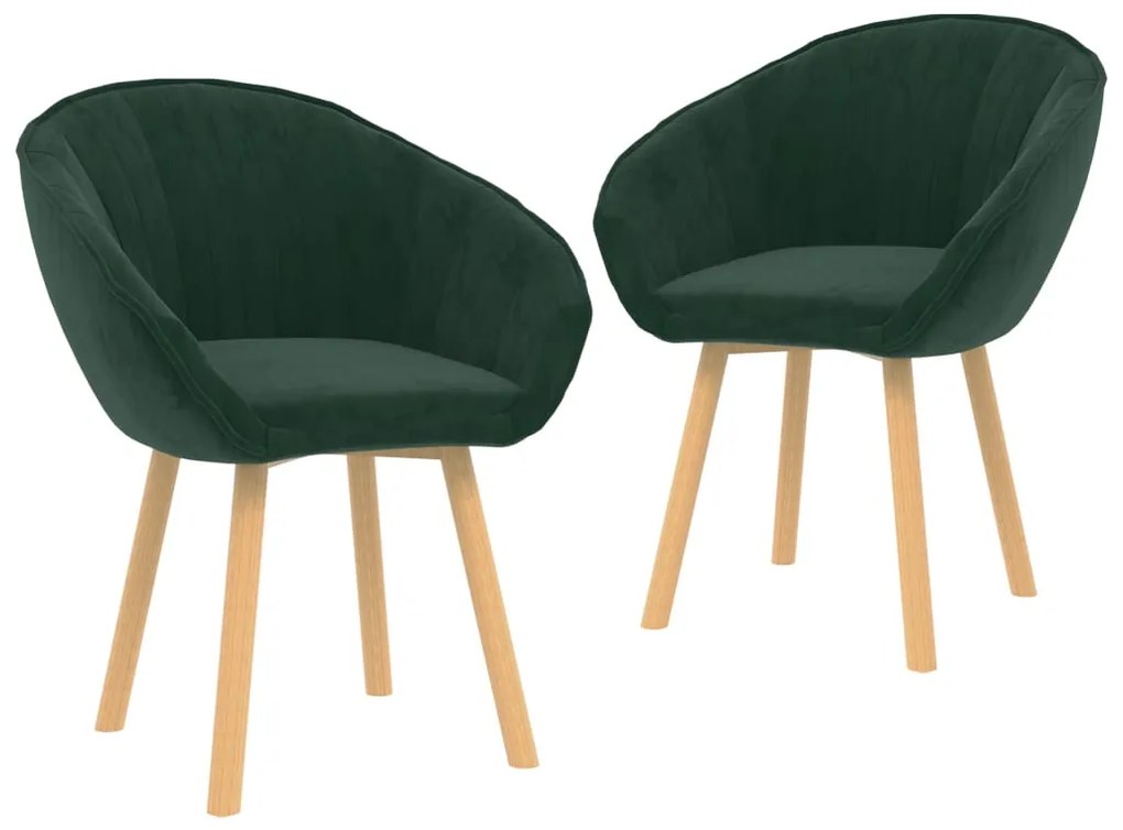 vidaXL Cadeiras de jantar 2 pcs veludo verde-escuro