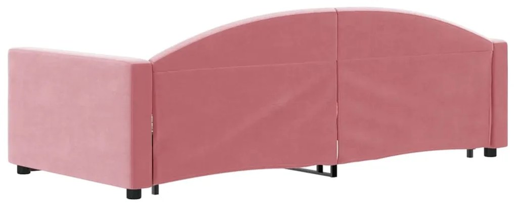 Sofá-cama com gavetão 90x200 cm veludo rosa