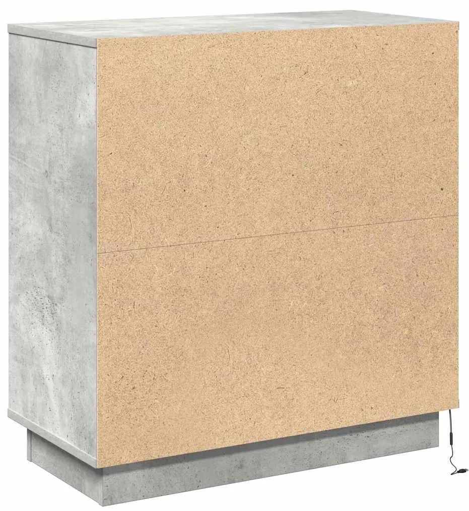 Aparador com LED Cinza Concreto 71x34,5x75 cm Madeira de Engenharia