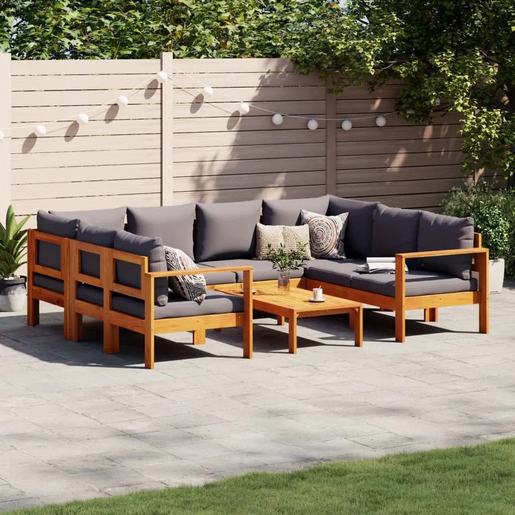vidaXL 6 pcs conjunto de sofás de jardim com almofadões acácia maciça