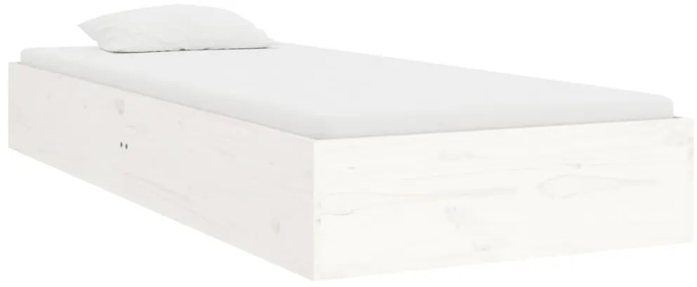 Estrutura de cama solteiro 90x190 cm madeira maciça branco