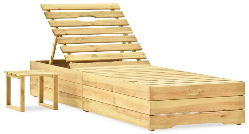 315401 vidaXL Espreguiçadeira com mesa madeira de pinho impregnada verde