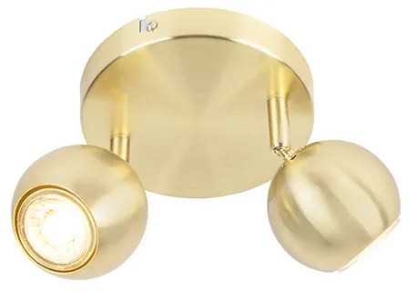 Foco redondo retro em latão com placa de teto 2 luzes - Gissi Moderno