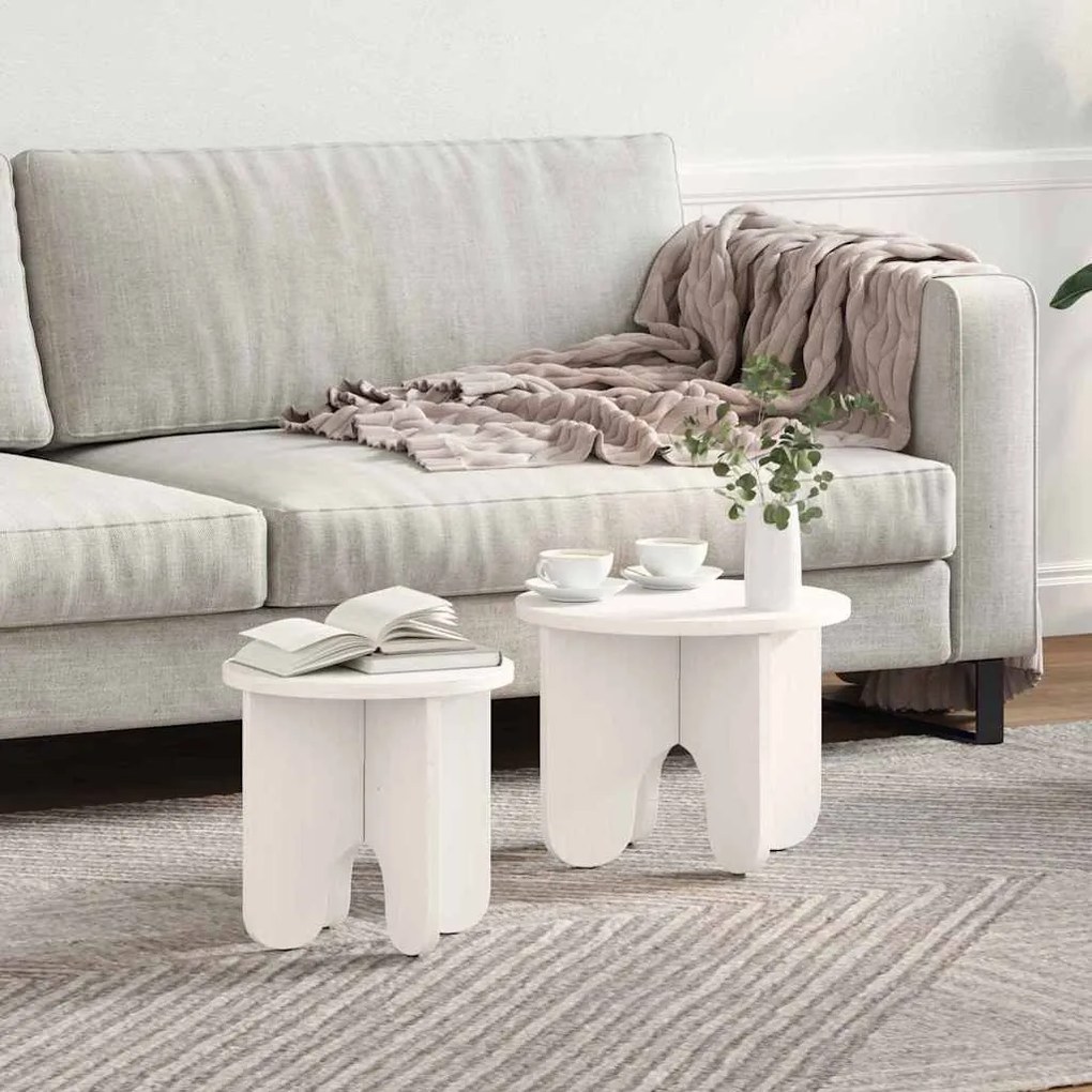 vidaXL Conjunto de Mesas de Café 2 pcs Branco 39,5 x 39,5 x 30 cm