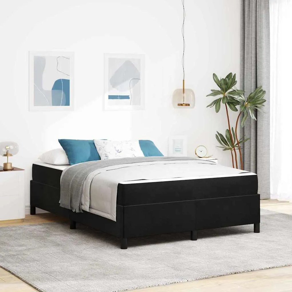vidaXL Estrutura da Cama Preto e Branco e Preto 140 x 190 cm Veludo