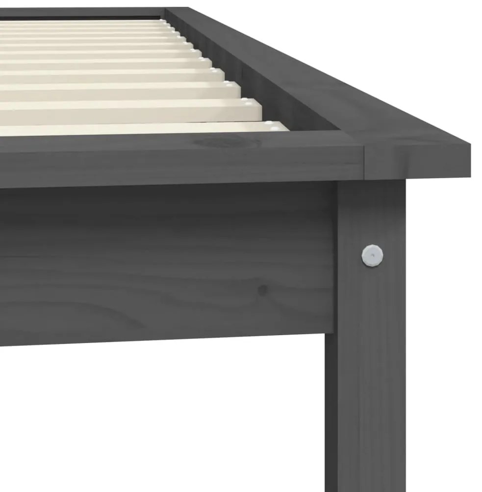 Estrutura cama pequena solteiro 75x190 cm pinho maciço cinzento