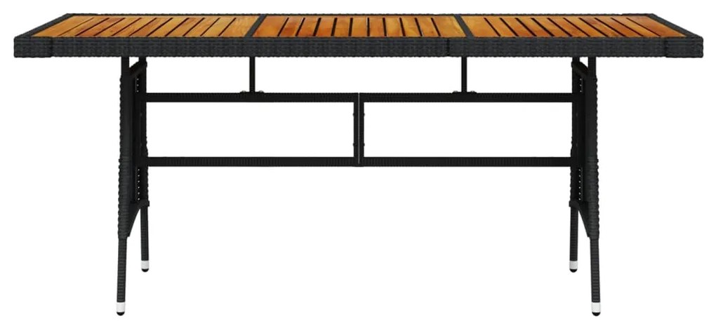 Mesa de jardim 160x70x72 cm vime PE e acácia maciça preto