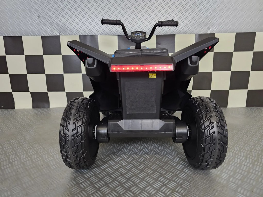 Moto 4 elétrica para crianças Future 12V Assento em pele, pneus borracha, Luzes Azul