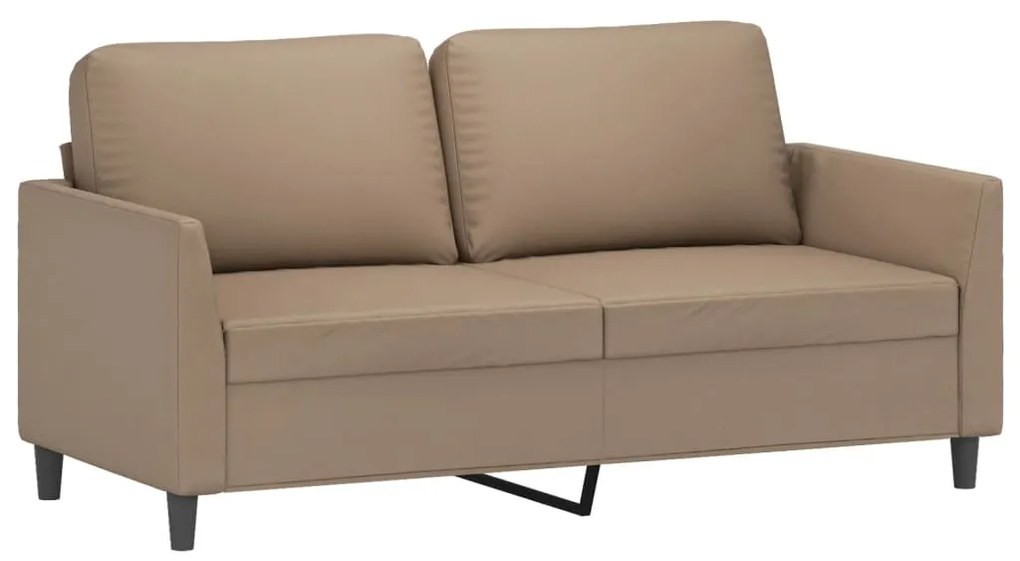 3 pcs conjunto sofás c/ almofadões couro artificial cappuccino