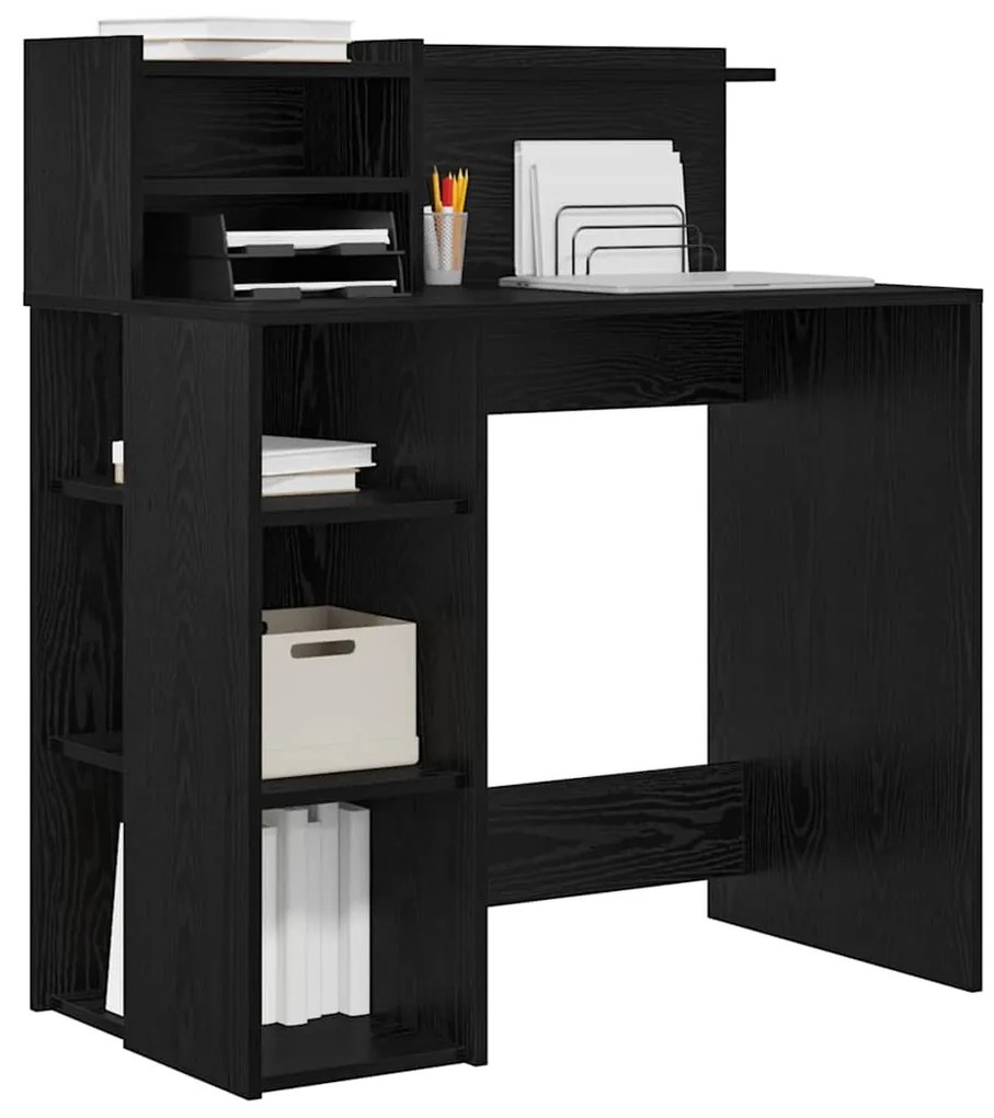 Mesa com Armazenamento Carvalho Preto 90x48x101.5 cm Madeira engenheir