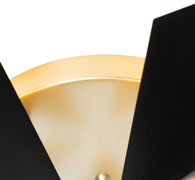 Candeeiro de teto design preto com 5 luzes douradas - Sinem Design