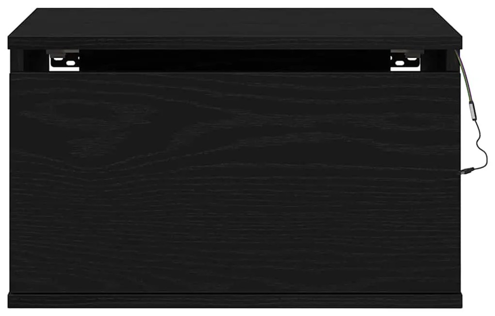 Criado-mudo vidaXL com LED montado na parede Carvalho Preto 50x36x30 c