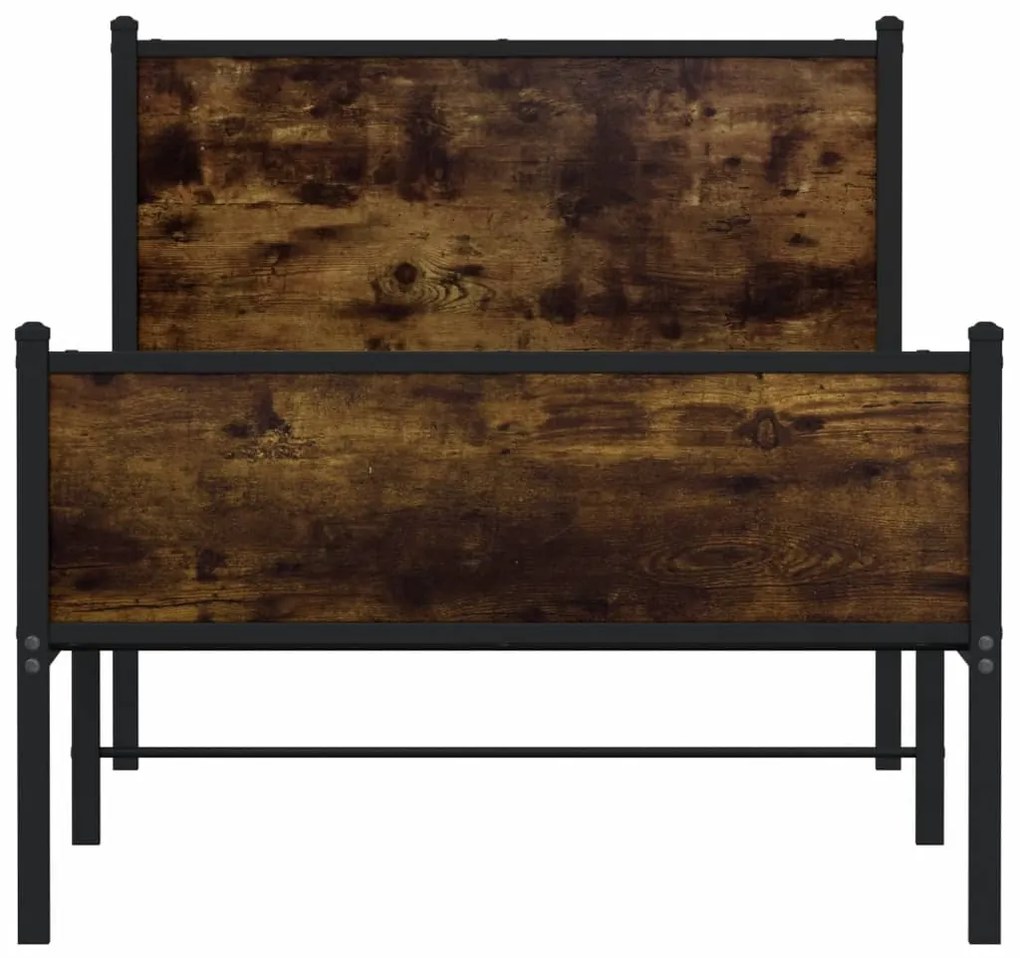 Estrutura de cama sem colchão 75x190 cm metal carvalho fumado