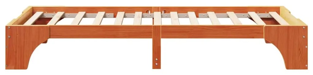 Estrutura da Cama em Madeira de Pinho Sólido Castanho 100x200 cm