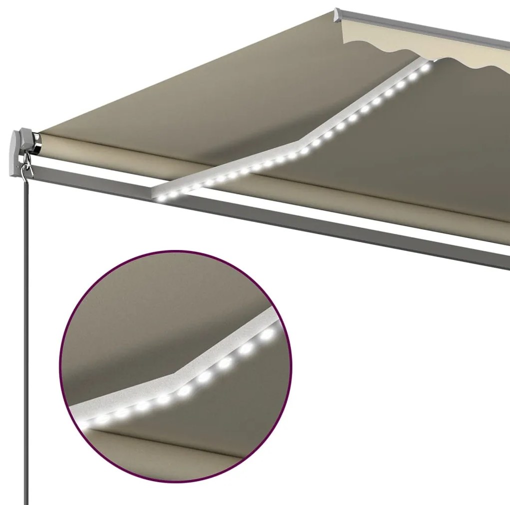 Toldo automático com LED e sensor de vento 500x350 cm cor creme
