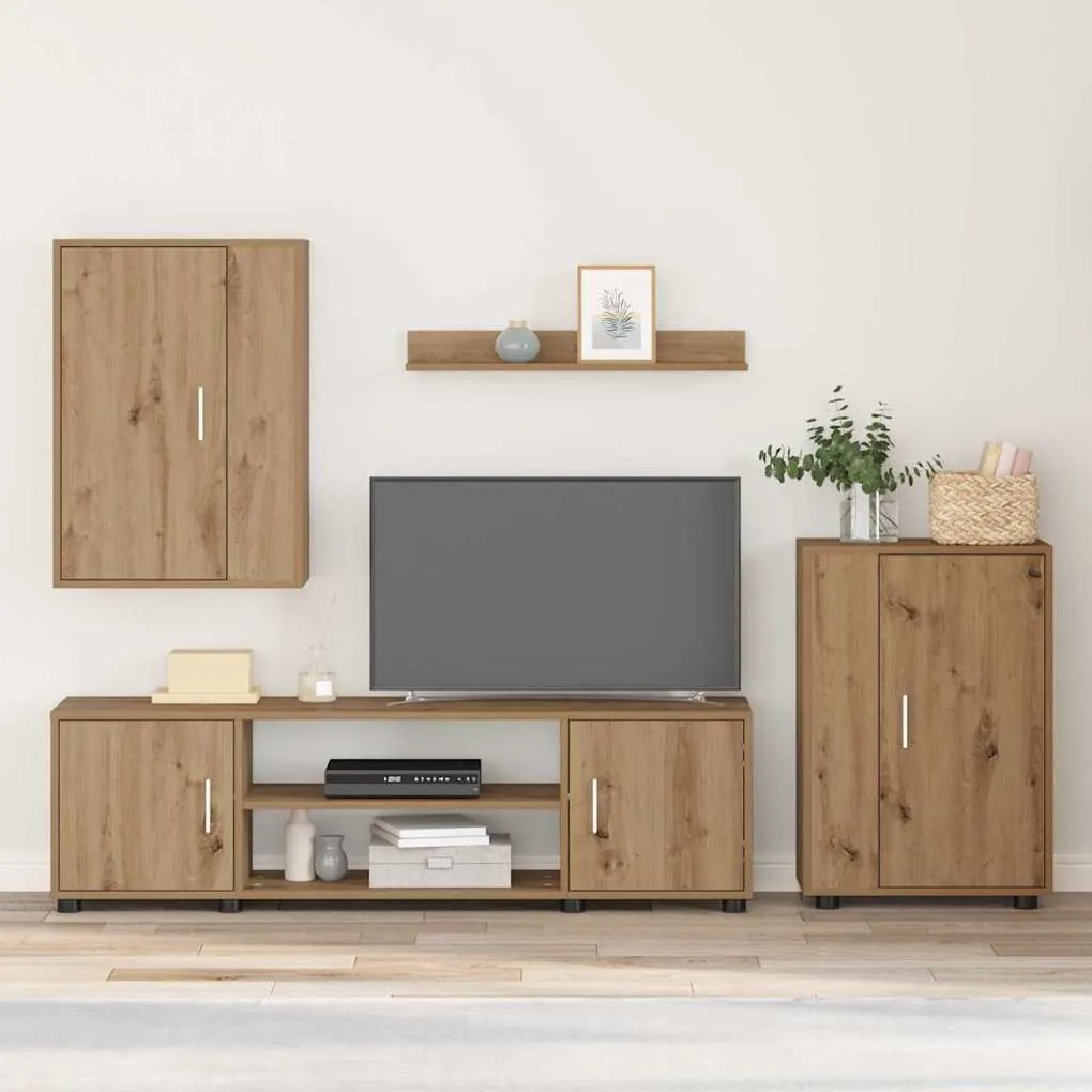 vidaXL Conjunto de Gabinete para TV de 4 Peças Montado na parede 4 pcs