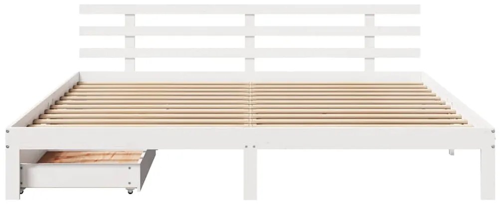 Estrutura de cama c/ gavetas 180x200 cm pinho maciça branco