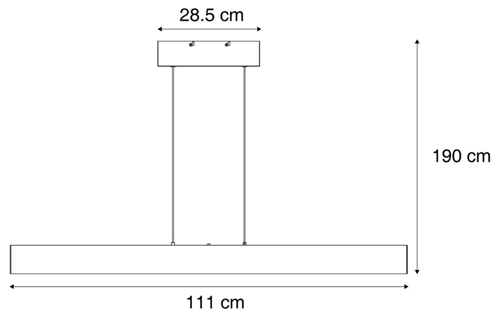 Candeeiro suspenso moderno latão incluindo LED regulável em 3 níveis - Straight Moderno