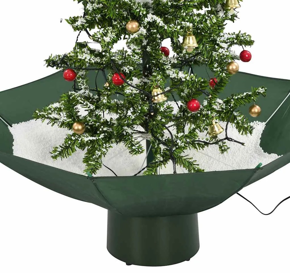 Árvore de Natal com neve base formato guarda-chuva 75 cm verde