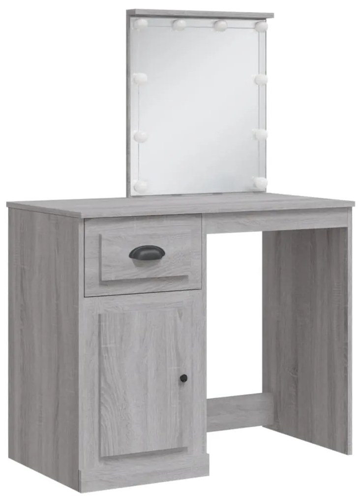 Toucador com luzes LED 90x42x132,5 cm cinzento sonoma